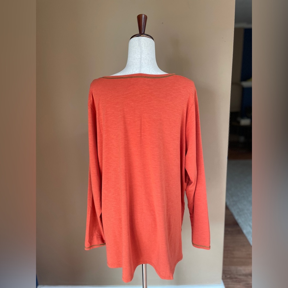 Quacker Factory Womens Pumpkin Embroidered‎ Long Sleeve Top 2X Halloween Fall - Picture 2 of 9